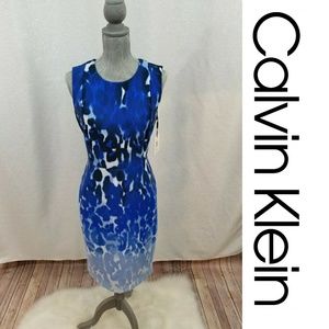Calvin Klein Animal Print Scuba Sheath Dress